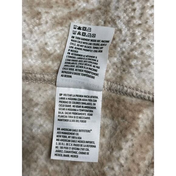 American Eagle Sherpa Sweater Womens Sz L Fuzzy Leopard Print Half Zip Pullover - Picture 7 of 9